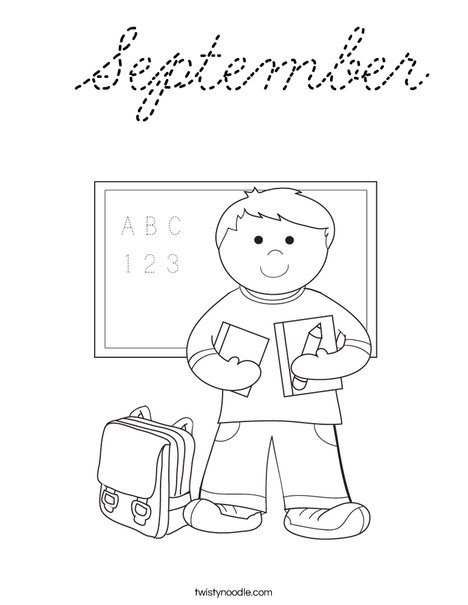 Boy Student in School Coloring Page