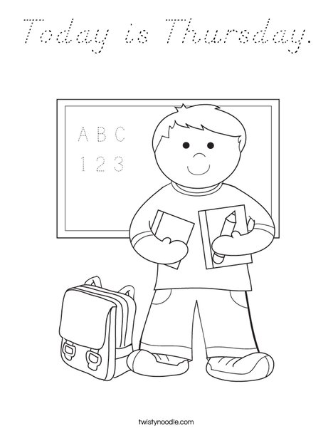Boy Student in School Coloring Page