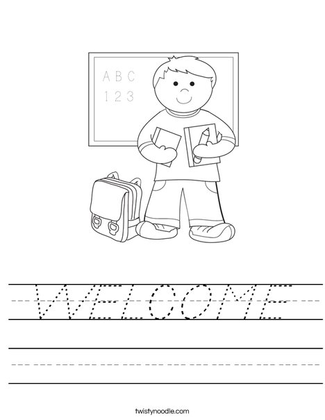 Boy Student in School Worksheet