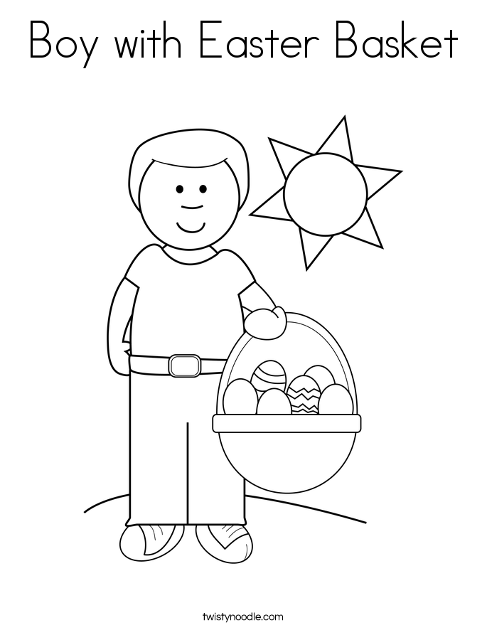 Boy with Easter Basket Coloring Page