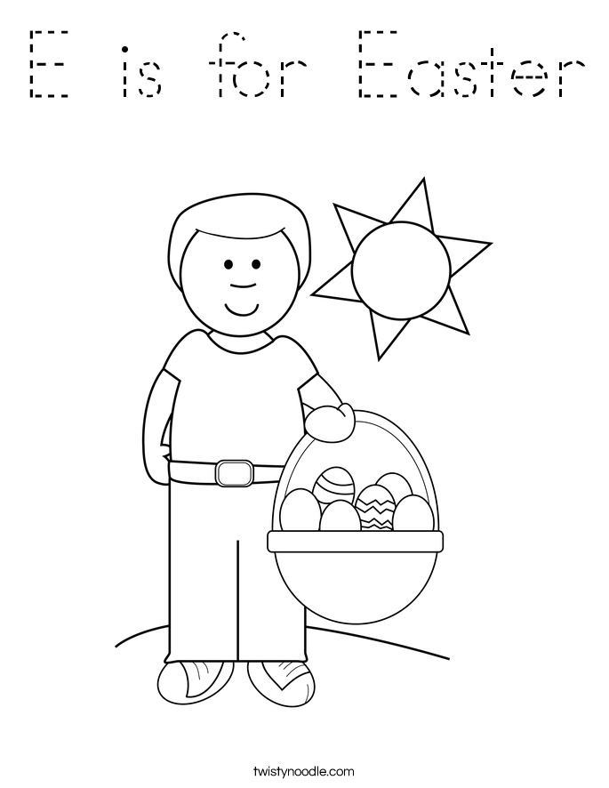 E is for Easter Coloring Page