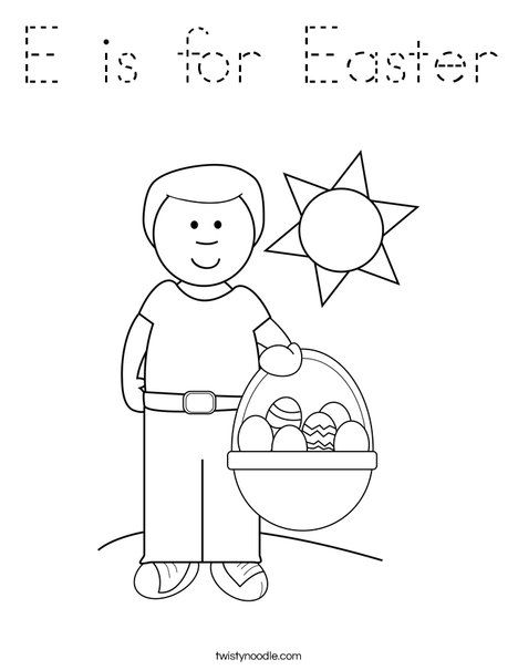 Boy with Easter Basket Coloring Page