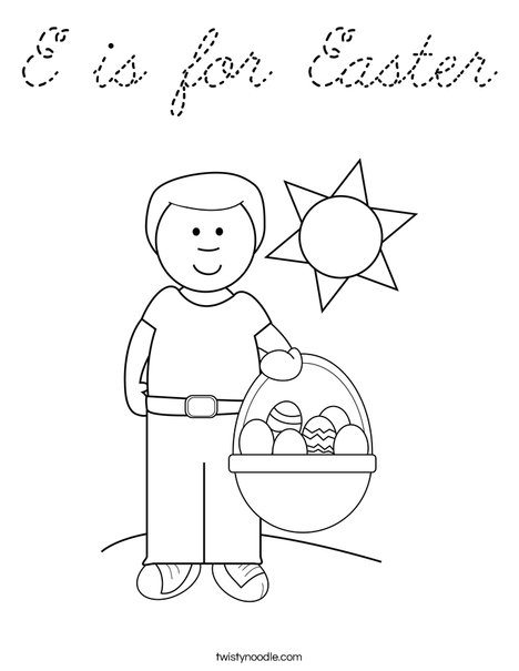 Boy with Easter Basket Coloring Page