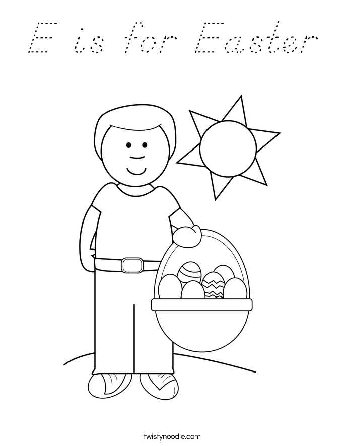 E is for Easter Coloring Page