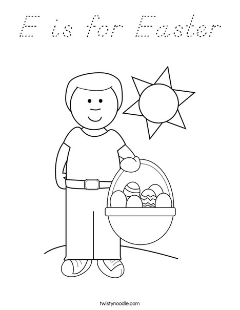 Boy with Easter Basket Coloring Page
