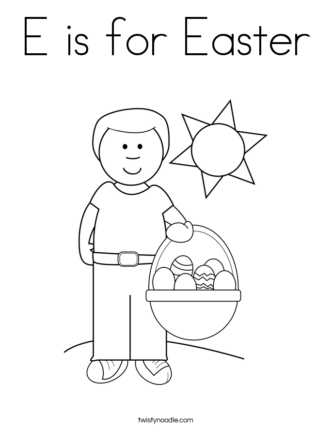 E is for Easter Coloring Page - Twisty Noodle