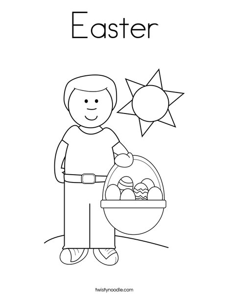 Boy with Easter Basket Coloring Page