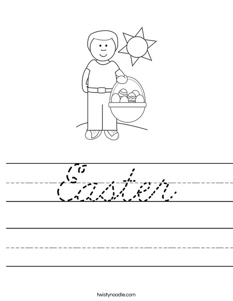 Boy with Easter Basket Worksheet