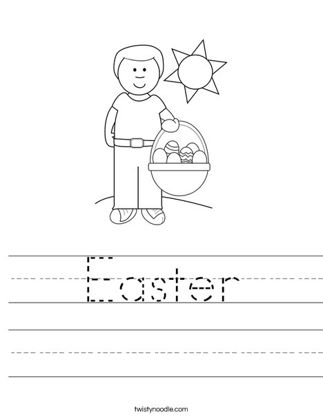 Boy with Easter Basket Worksheet