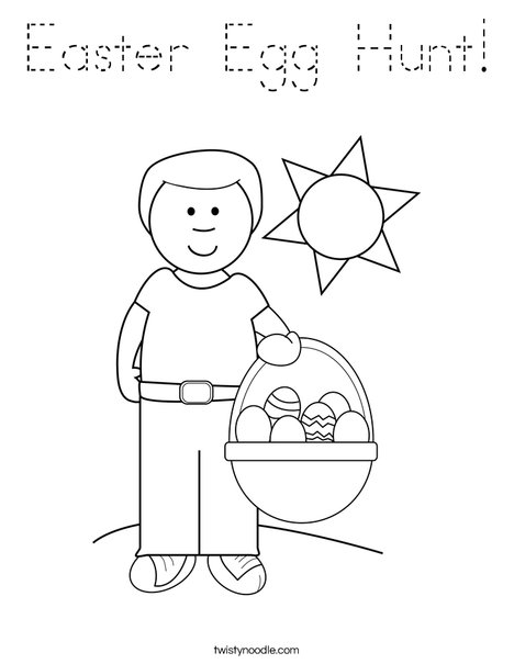 Boy with Easter Basket Coloring Page