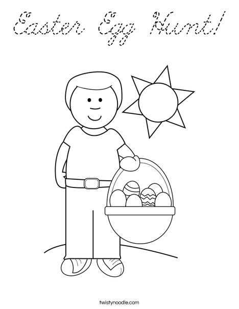 Boy with Easter Basket Coloring Page