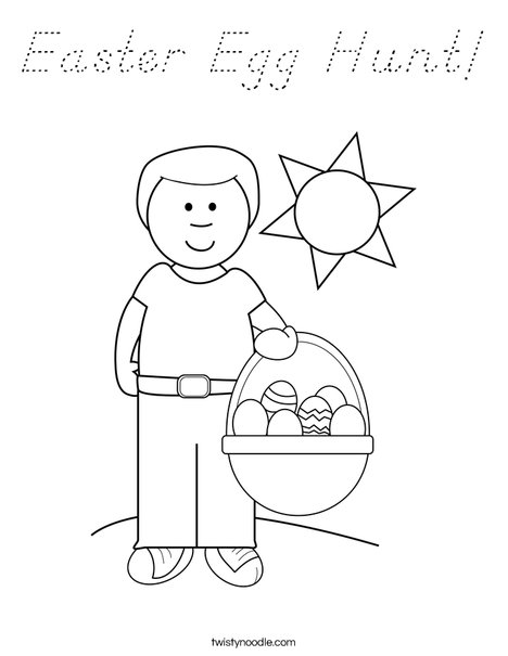 Boy with Easter Basket Coloring Page