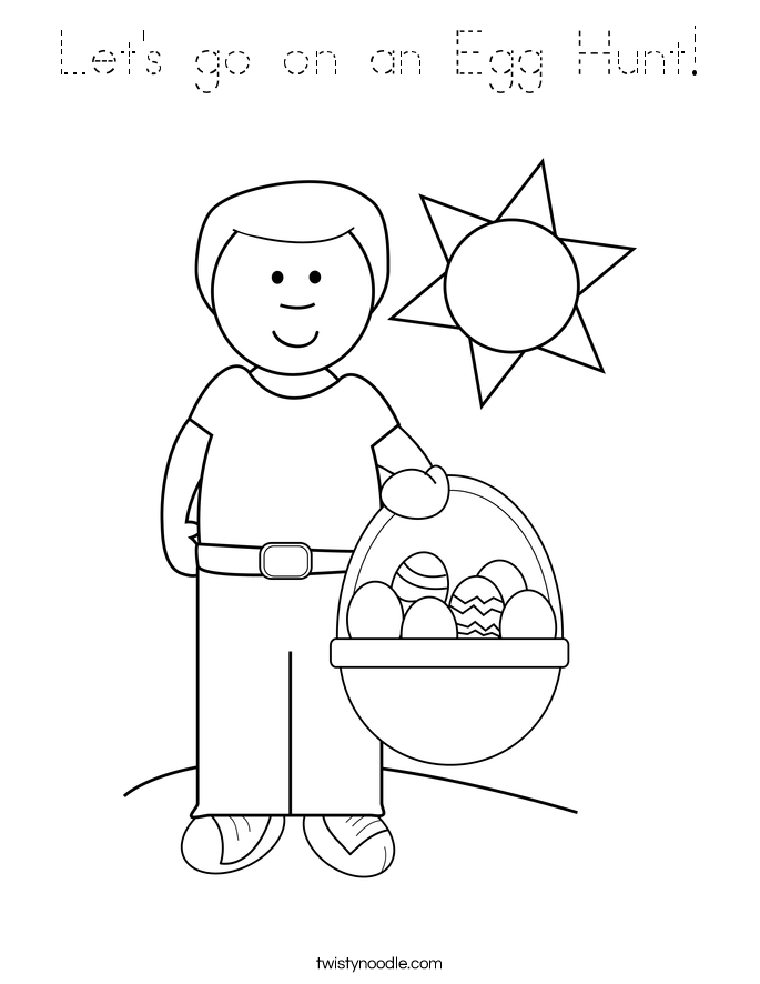Download Let's go on an Egg Hunt Coloring Page - Tracing - Twisty ...