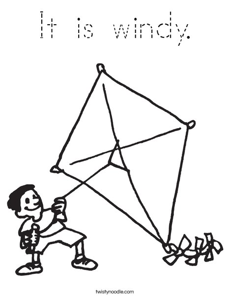 Boy with Kite Coloring Page