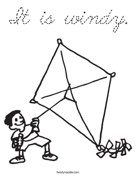 Boy with Kite Coloring Page