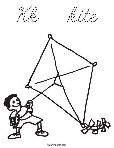 Boy with Kite Coloring Page