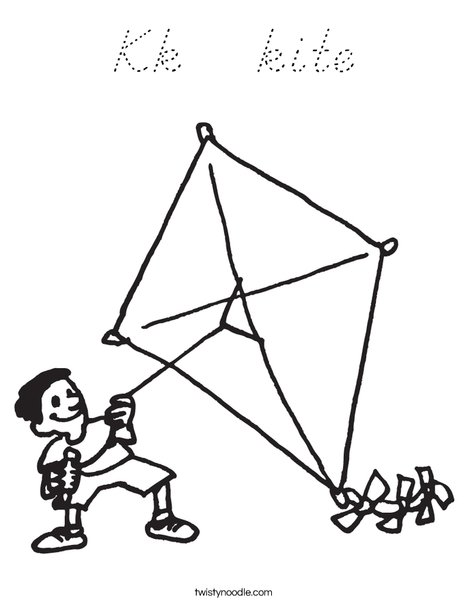 Boy with Kite Coloring Page