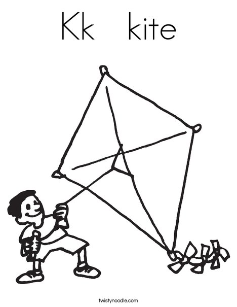 Boy with Kite Coloring Page