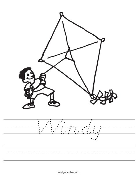 Boy with Kite Worksheet