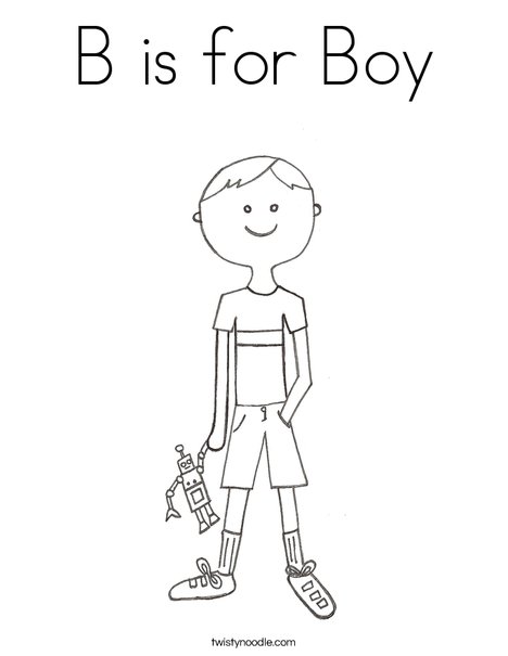 b is for boy coloring page twisty noodle