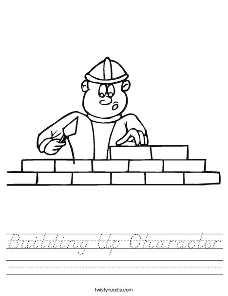 Download Building Up Character Worksheet - D'Nealian - Twisty Noodle