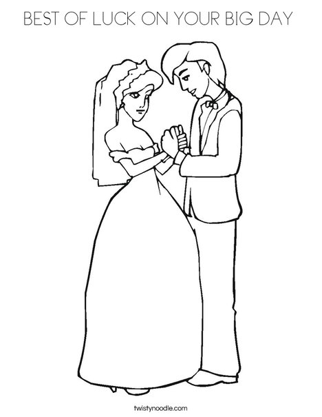 Bride and Groom Coloring Page
