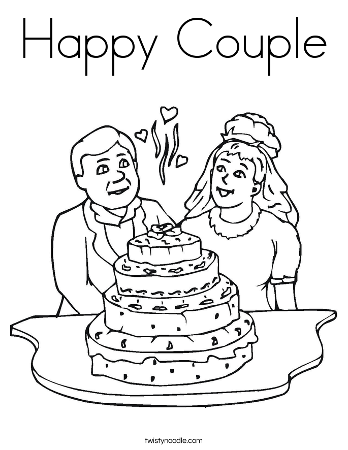 Happy Couple Coloring Page