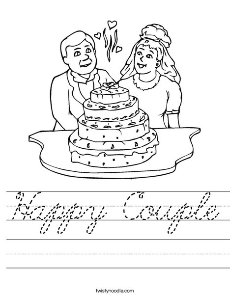Bride and Groom with Cake Worksheet