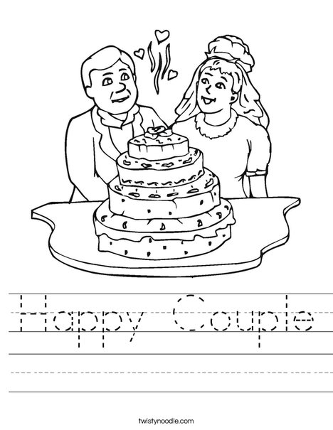 Bride and Groom with Cake Worksheet