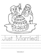 Just Married Handwriting Sheet