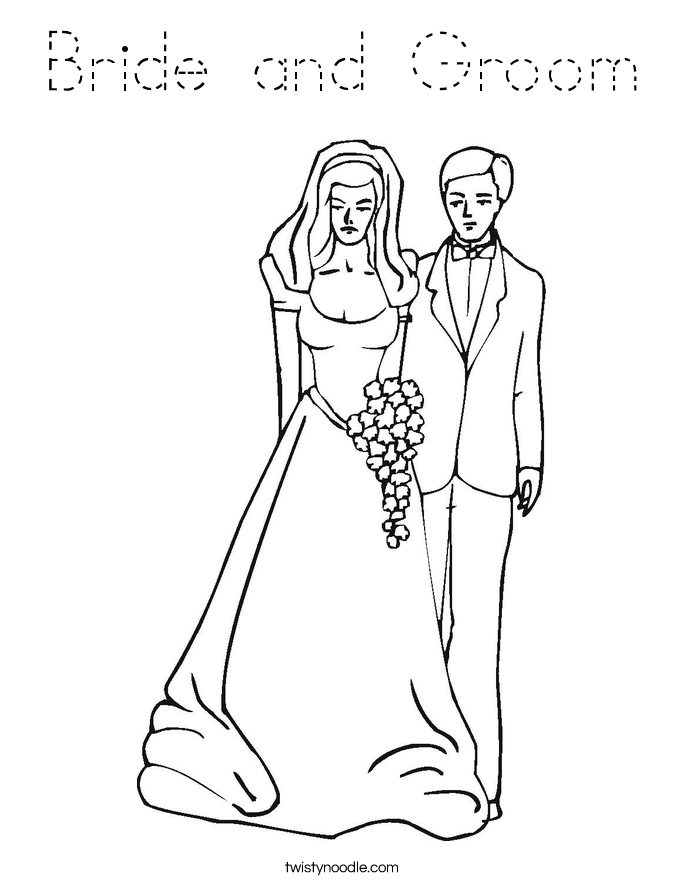 Bride and Groom Coloring Page