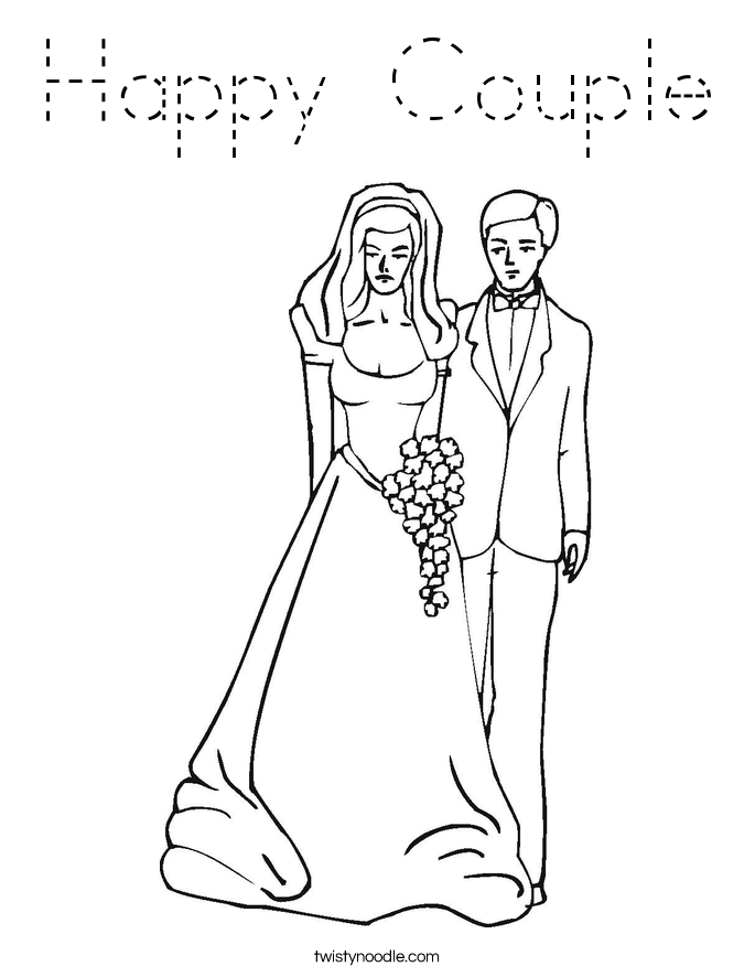 Happy Couple Coloring Page