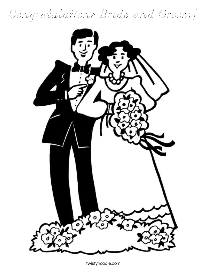 Congratulations Bride and Groom! Coloring Page