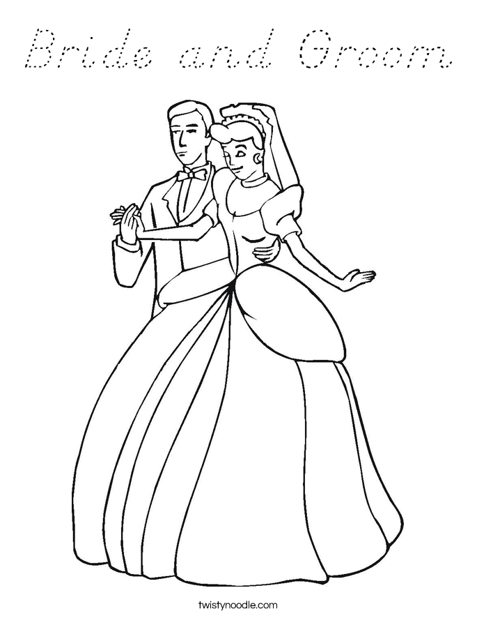 Bride and Groom Coloring Page