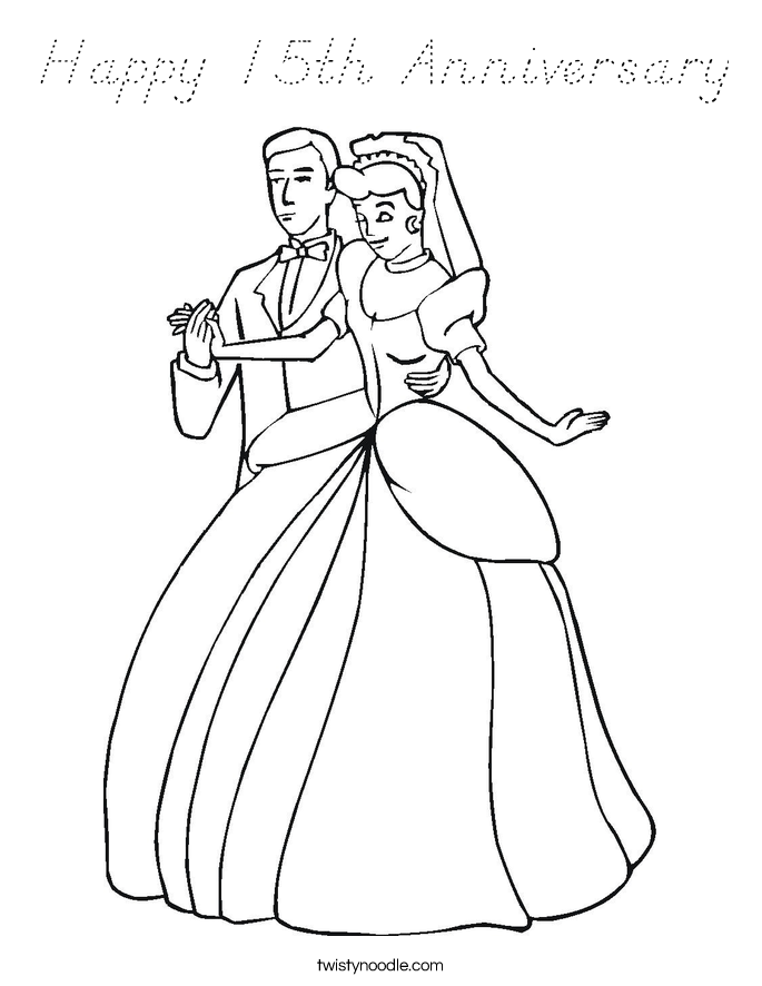 Happy 15th Anniversary Coloring Page