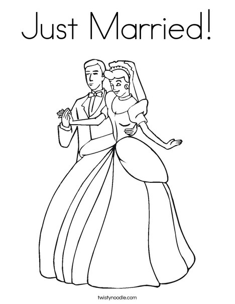Just Married Coloring Page Twisty Noodle