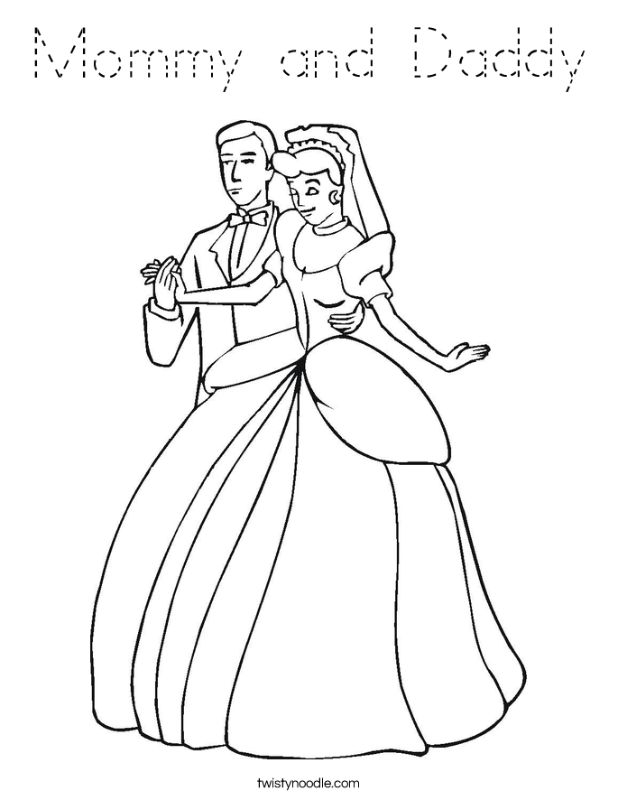 Mommy and Daddy Coloring Page