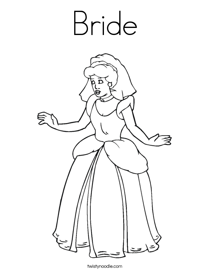 Beautiful Bride Coloring Pages Sketch Coloring Page