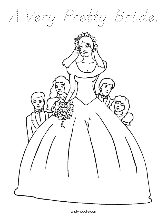 A Very Pretty Bride. Coloring Page