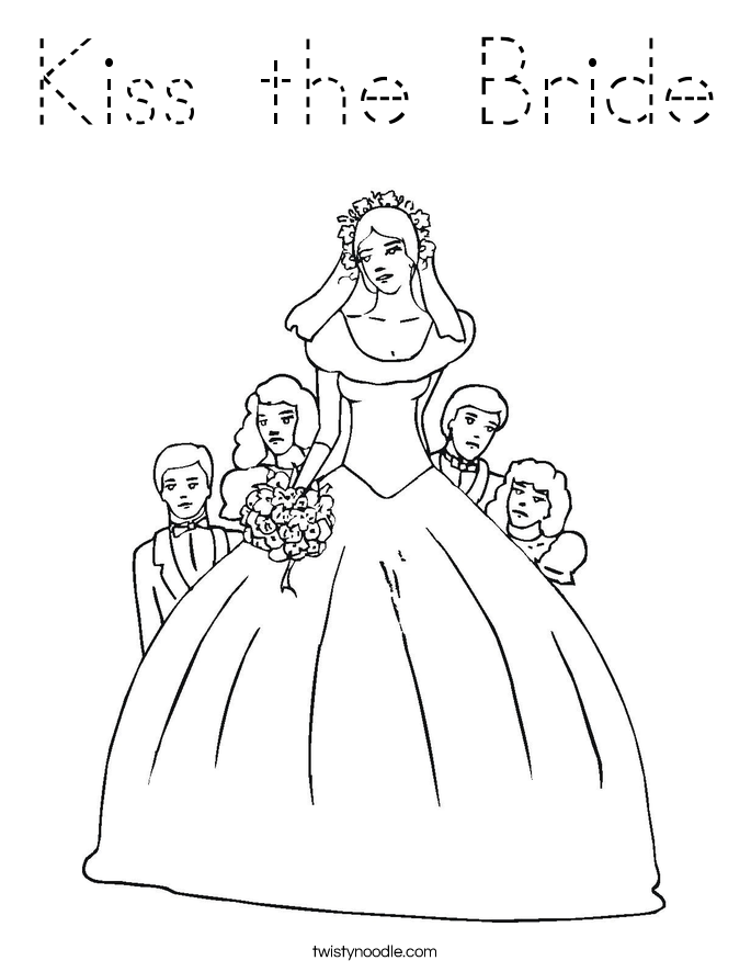 Kiss the Bride Coloring Page