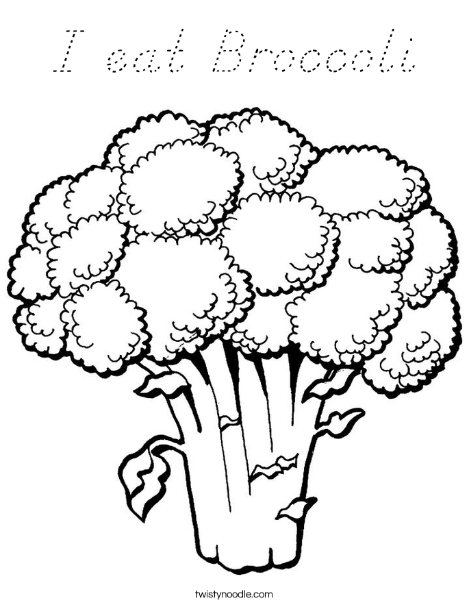 I eat Broccoli Coloring Page