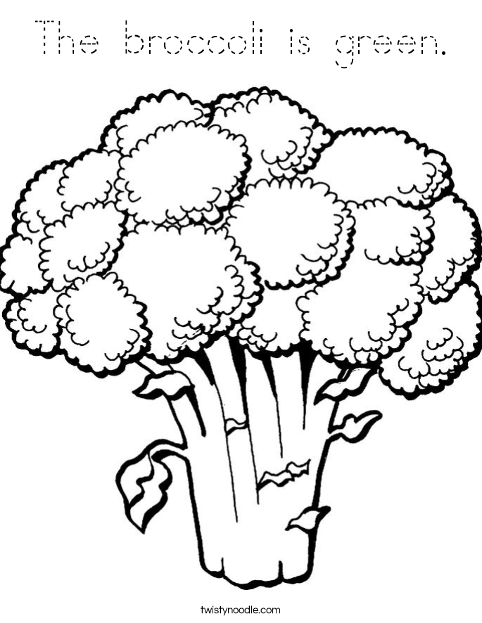 The broccoli is green. Coloring Page