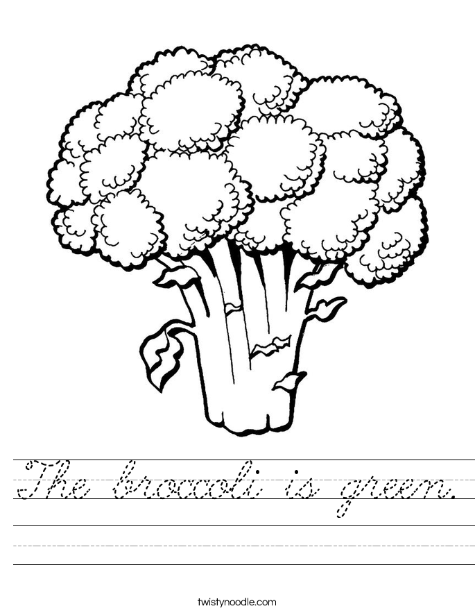 The broccoli is green. Worksheet