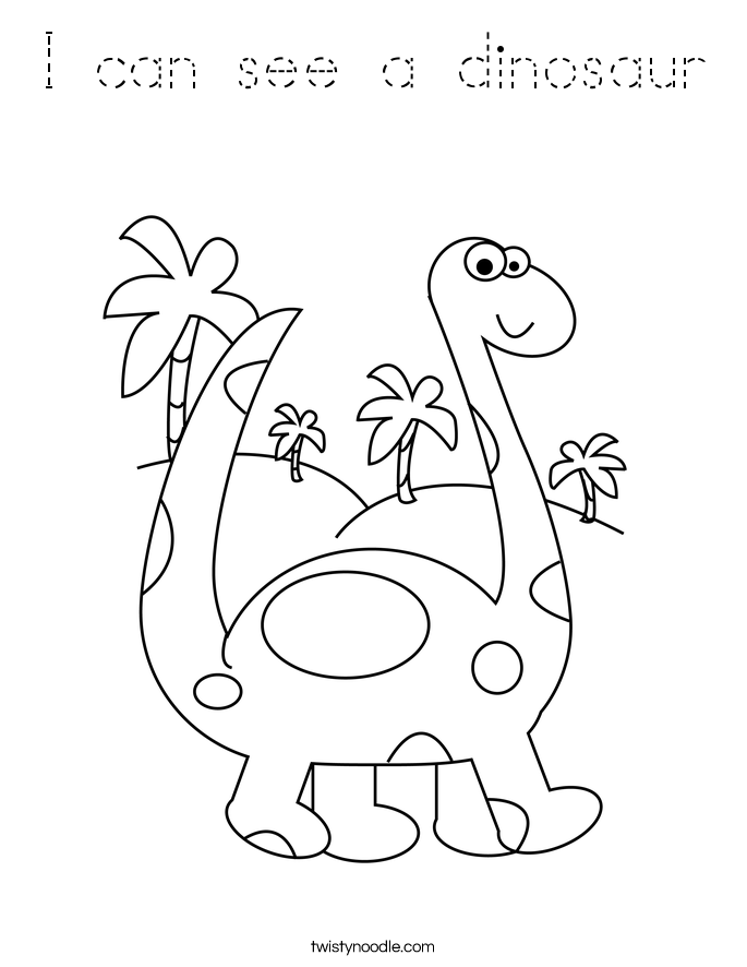 I can see a dinosaur Coloring Page