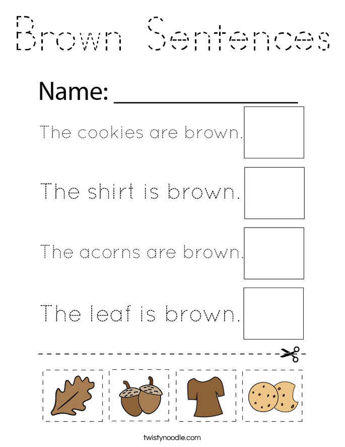 Brown Sentences Coloring Page