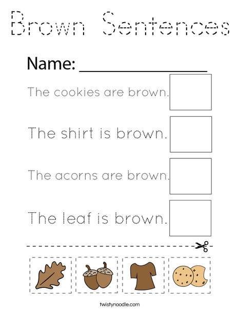 Brown Sentences Coloring Page