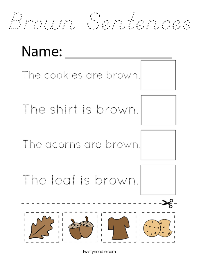 Brown Sentences Coloring Page