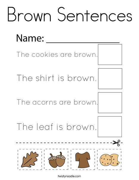 Brown Sentences Coloring Page