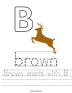 Brown starts with B Handwriting Sheet