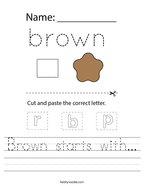 Brown starts with Handwriting Sheet